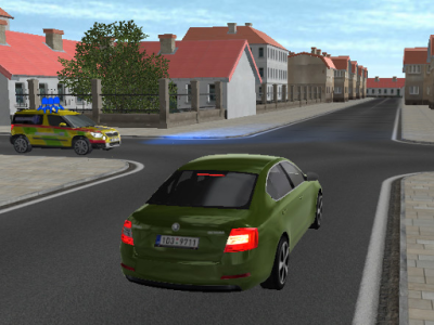 Křižovatka typu X a modrý maják