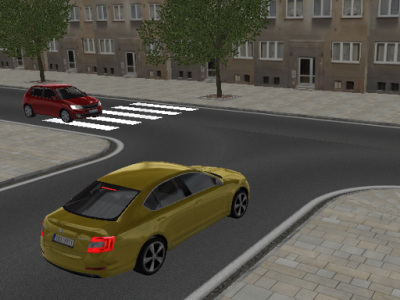 Křižovatka typu T (pohled mimo auta)