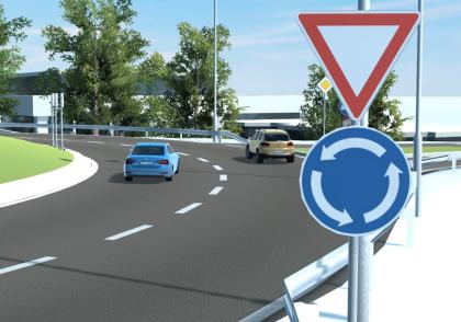 Kruhový objezd bez průběžného pruhu Kruhový objezd bez průběžného pruhu