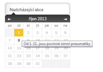 Kalendář akcí Kalendář akcí