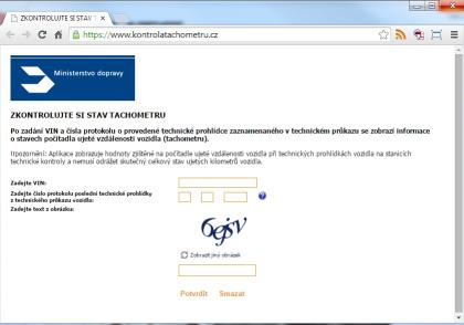 Kontrola tachometrů on-line Kontrola tachometrů on-line