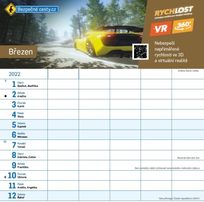 Rodinný kalendář pro rok 2022 - ukázka měsíce -  Rodinný kalendář pro rok 2022 - ukázka měsíce -