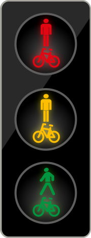 Tříbarevná soustava se signály pro chodce a cyklisty