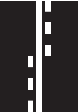 Podélná čára souvislá doplněná čárou přerušovanou